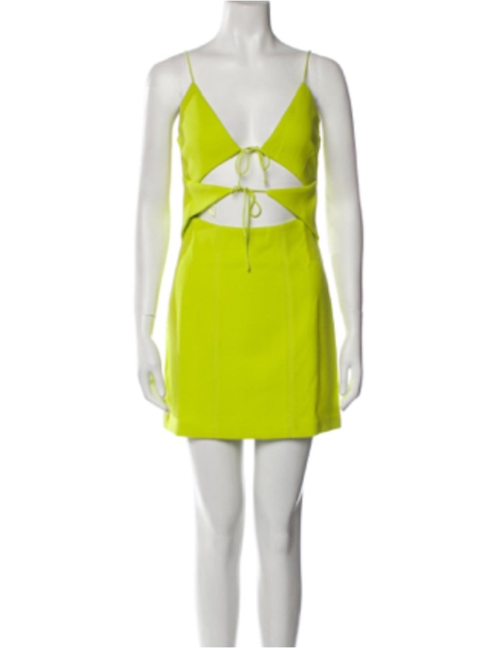 Misha Neon Lime Cutout Mini Dress with Tie Front Small NWT